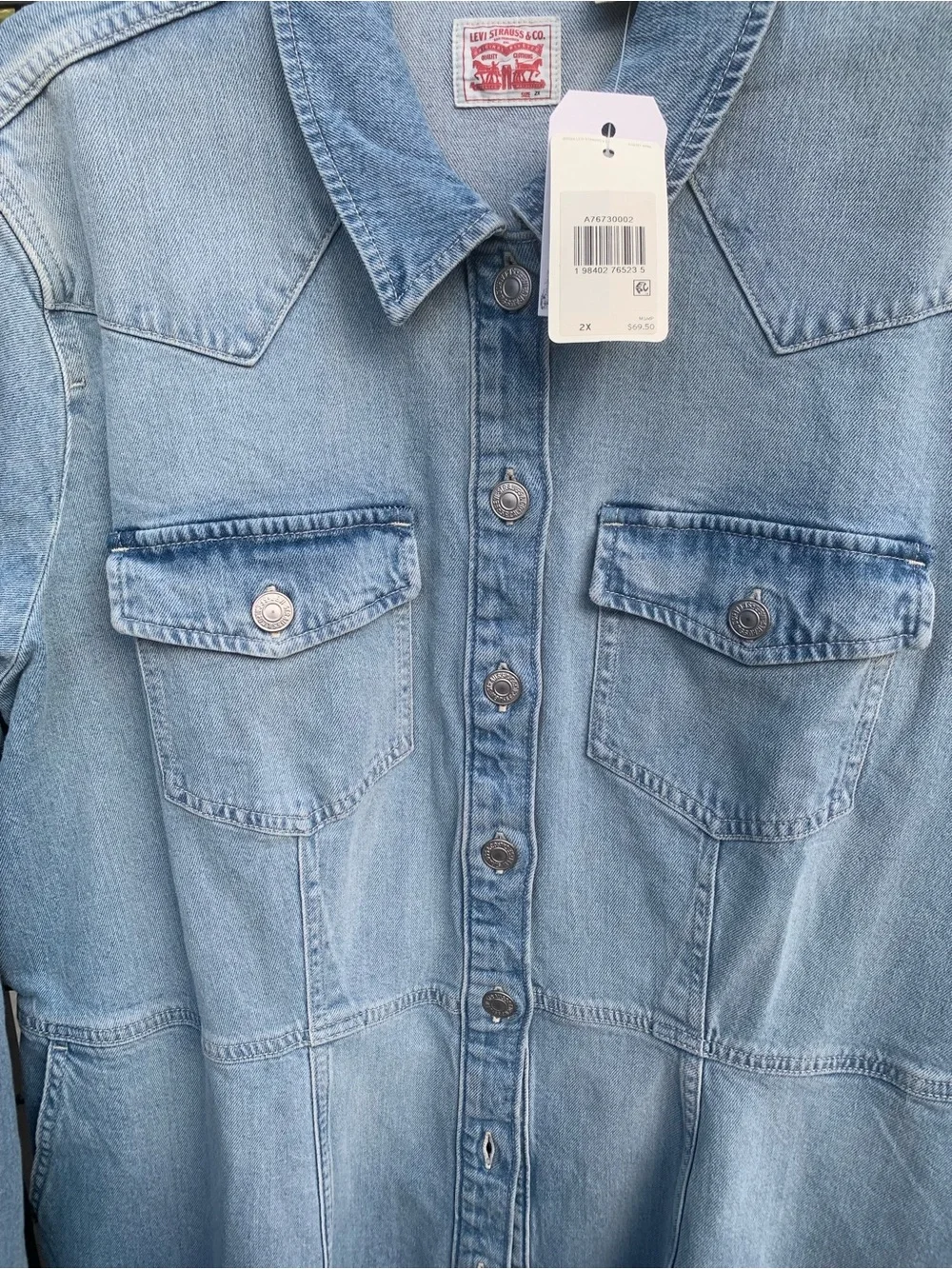 NWT women’s Levi's Light Blue Western Denim Button-Up long sleeve Dress - Picture 7 of 15